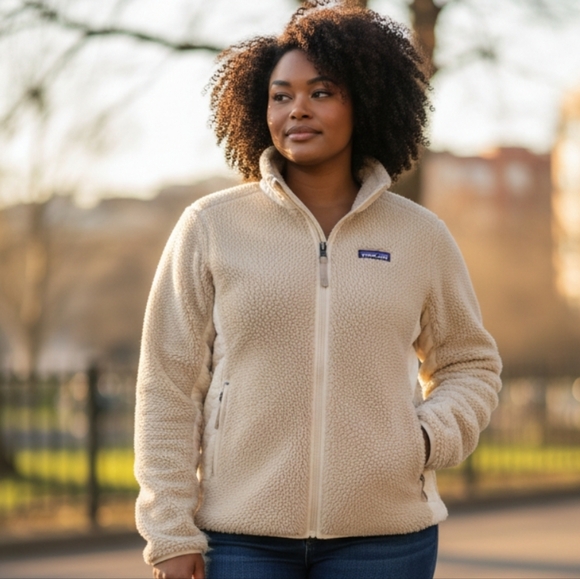 Patagonia Jackets & Blazers - Patagonia Women's Retro-X Synchilla Tan/Cream Warm Jacket--Size Medium